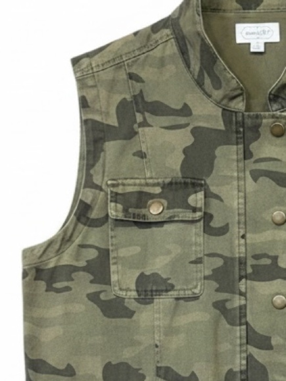 Mud Pie Camo Utility Vest Snap Button Drawstring Waist Size Medium - Picture 4 of 9